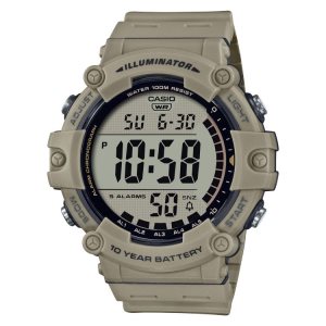 Beige Grey Casio Illuminator Digital AE1500WH-5AV Men's Casio | DHBTEQ-315