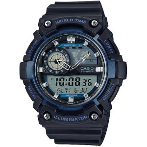 Black Blue Casio Analog-Digital AEQ200W-2AV Men's Casio | KBSWZA-537