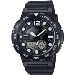 Black Casio Analog-Digital AEQ100W-1AV Men's Casio | OWGYRQ-241