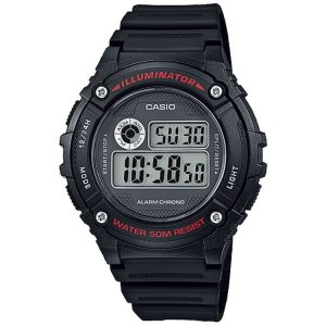 Black Casio Digital Casual W216H-1AV Men's Casio | FZHLBO-724