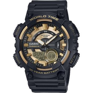 Black Gold Casio Analog-Digital AEQ110BW-9AV Men's Casio | DAHLVY-450