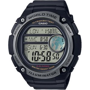 Black Grey Casio Analog-Digital AEQ200W-1AV Men's Casio | LFGWQR-527