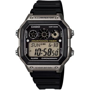 Black Grey Casio Illuminator Digital AE1300WH-8AV Men's Casio | BAKELD-496