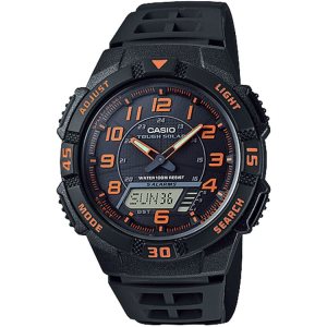 Black Orange Casio Analog-Digital AQS800W-1B2V Men's Casio | IAHFMX-586