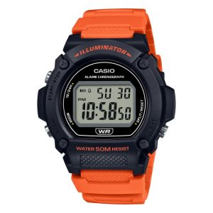 Black Orange Casio Digital W219H-4AV Men's Casio | HOMFWU-087