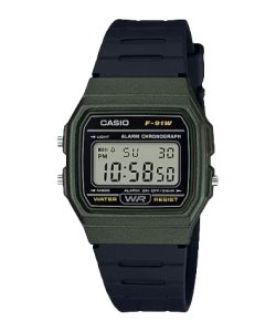 Green Black Casio Digital F91WM-3A Men's Casio | DMQBUT-579