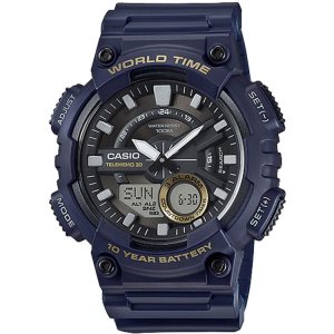 Navy Blue Casio Analog-Digital AEQ110W-2AV Men's Casio | POBTZX-703