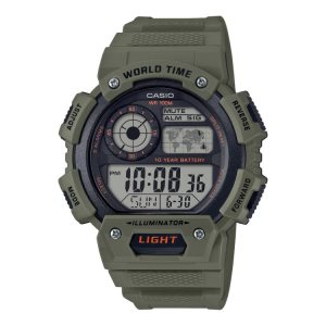 Olive Green Casio Illuminator Digital AE1400WH-3AV Men's Casio | IQWEOJ-594