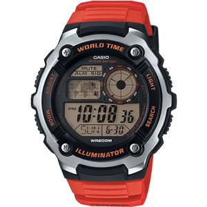 Red Orange Casio Illuminator Digital AE2100W-4AV Men's Casio | ZSJHGY-270