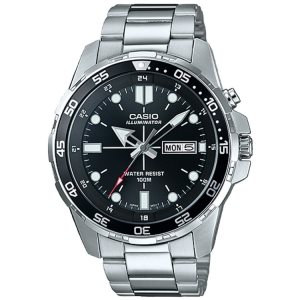 Silver Black Casio And Analog MTD1079D-1AV Men's Casio | CVZWGX-251