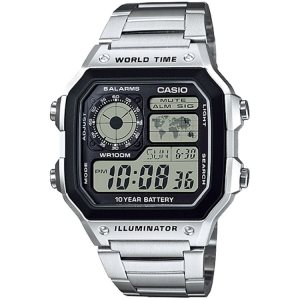 Silver Black Casio Illuminator Digital AE1200WHD-1A Men's Casio | IYXMFB-934