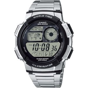 Silver / Black Casio Illuminator Silver-Black Digital AE1000WD-1AV Men's Casio | ENGIBP-692