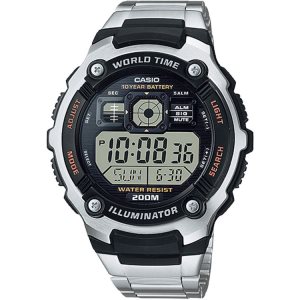 Silver / Black Casio Illuminator Silver-Black Digital AE2000WD-1AV Men's Casio | ILPSRB-692