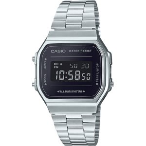 Silver Black Casio Vintage Metal A168WEM-1VT Men's Casio | PBZLSH-064