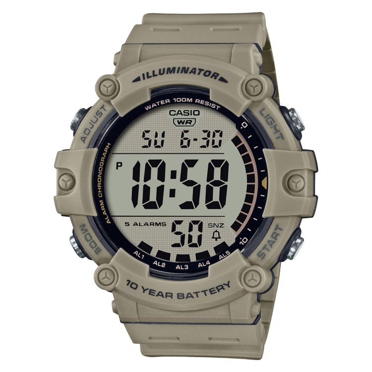 Beige Grey Casio Illuminator Digital AE1500WH-5AV Men\'s Casio | DHBTEQ-315