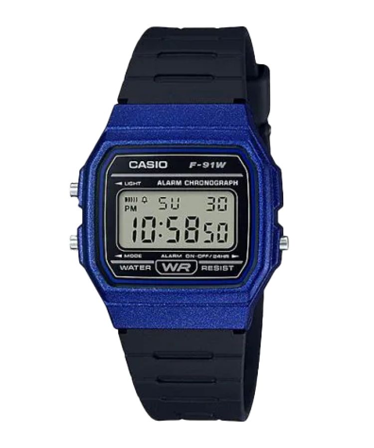 Black Blue Casio Digital F91WM-2A Men\'s Casio | NIJGZY-189