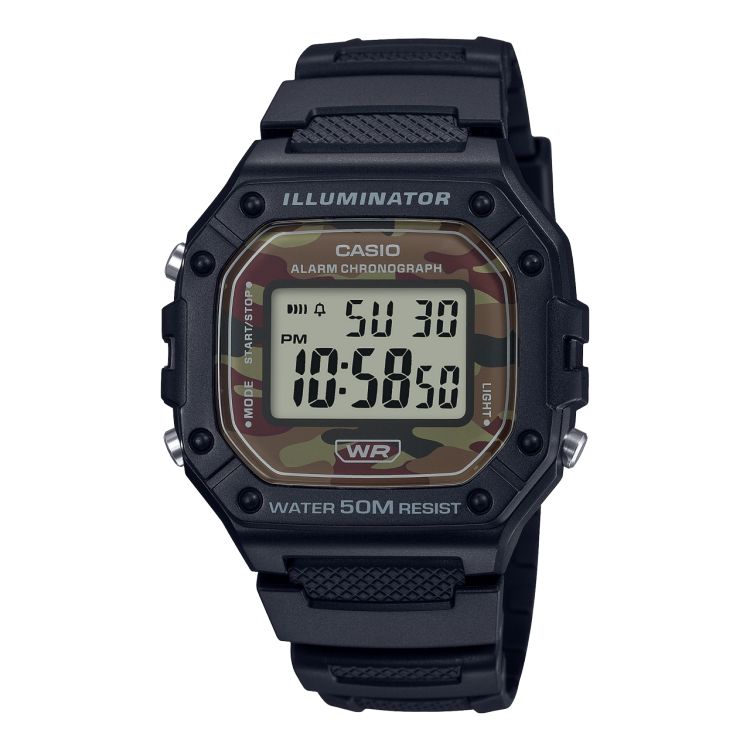 Black Camo Casio Digital W218H-5BV Men\'s Casio | DOBHNI-764