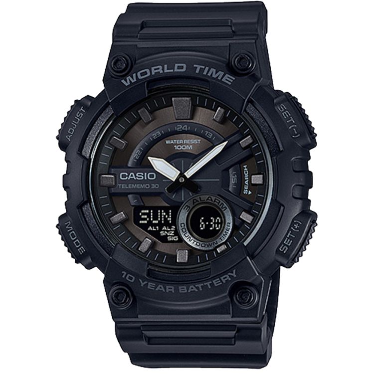 Black Casio Analog-Digital Midnight AEQ110W-1BV Men\'s Casio | MSGKDY-032