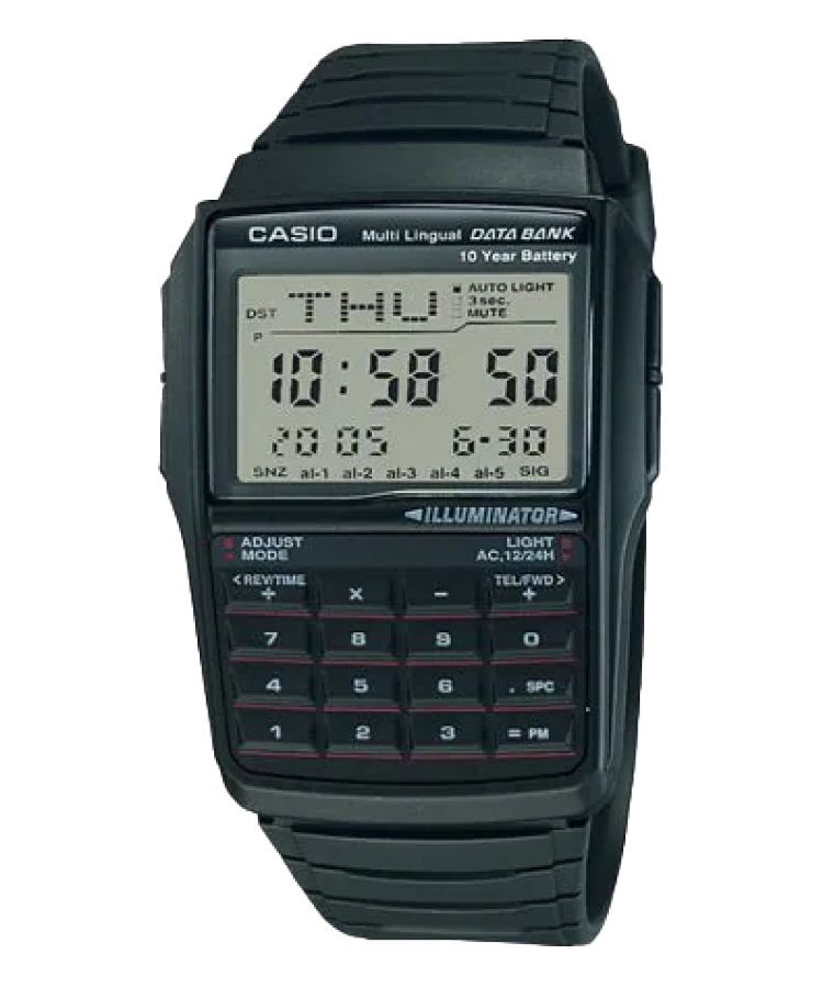 Black Casio Data Bank DBC32-1A Men\'s Casio | UQLKCN-571