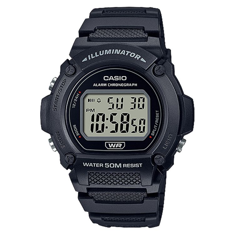 Black Casio Digital W219H-1AV Men\'s Casio | YUVMEO-539