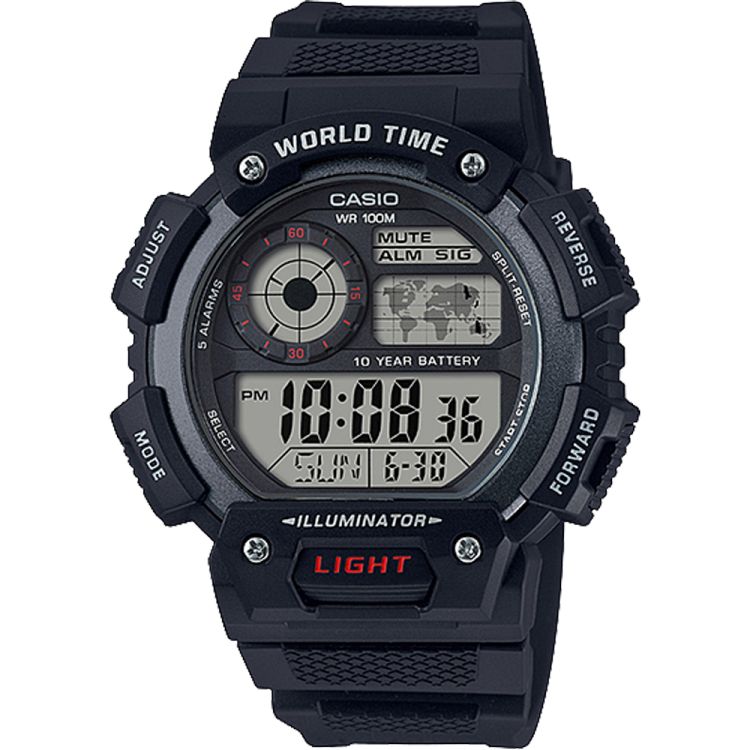 Black Casio Illuminator Digital AE1400WH-1AV Men\'s Casio | MDLRHX-648