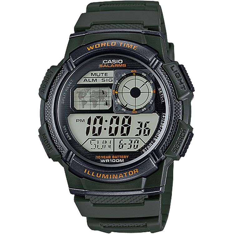 Black Casio Illuminator Full Digital AE1000W-3AV Men\'s Casio | LXHCBW-956