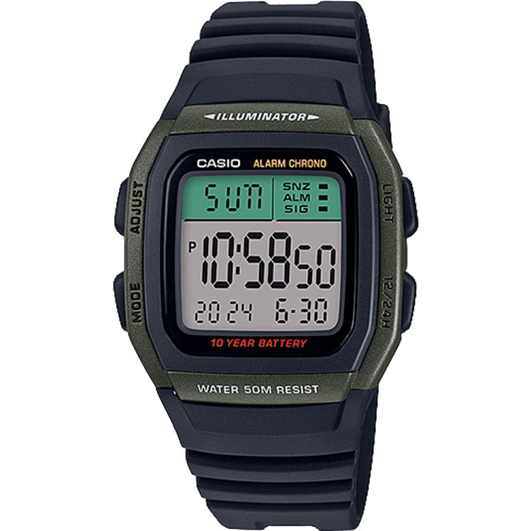 Black / Green Casio Water Resistant W96H-3AV Men\'s Casio | ZMYWNF-746