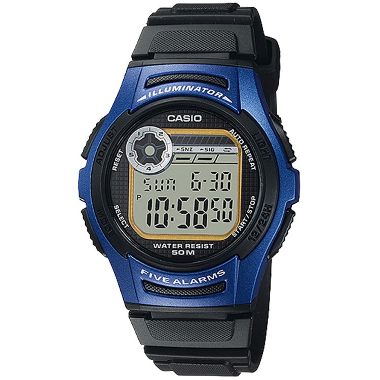 Blue / Black Casio Digital Casual W213-2AV Men\'s Casio | DIUVCZ-941