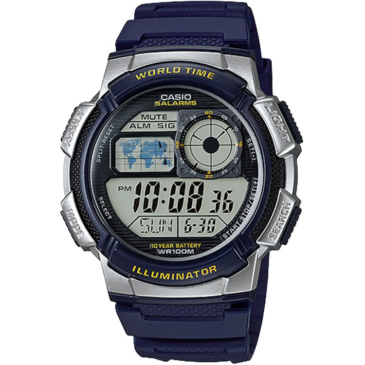 Blue Silver Casio Illuminator Digital AE1000W-2AV Men\'s Casio | KEMJRY-609