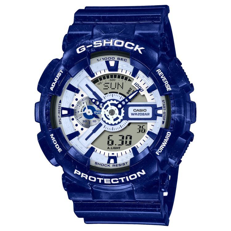 Blue White Casio Ceramic Analog-Digital GA110BWP-2A Men\'s G-shock | EOUVZB-801