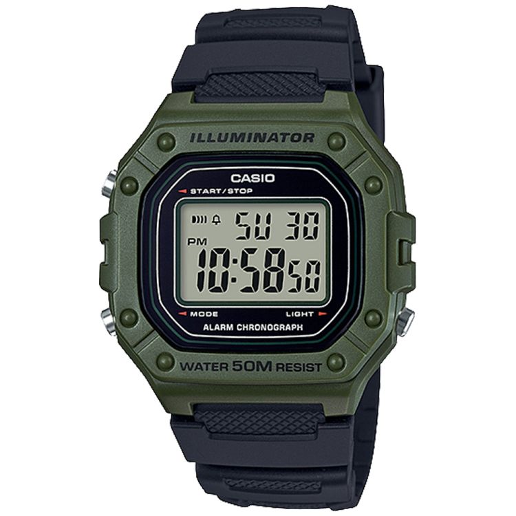 Green Casio Digital W218H-3AV Men\'s Casio | TOEIMJ-256