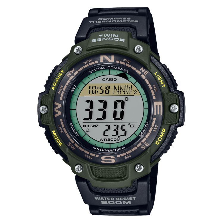 Green Casio Twin Sensor Digital SGW100-3AV Men\'s Casio | IKCDMO-463