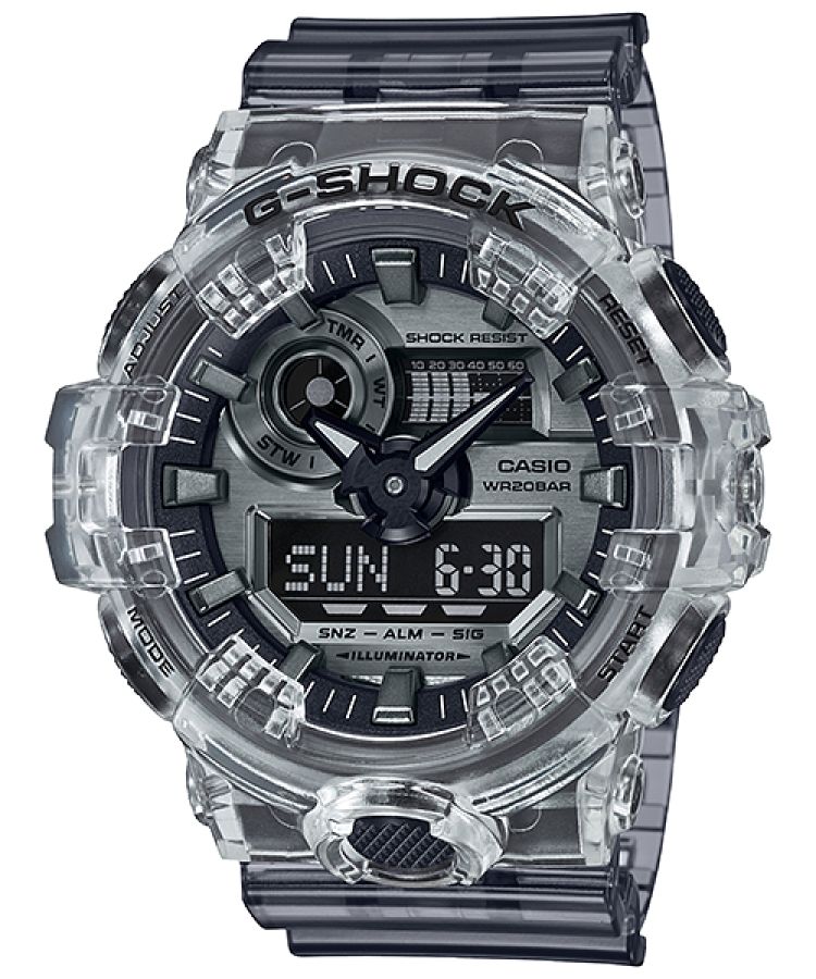 Grey Black Casio Analog-Digital Gray Clear GA700SK-1A Men\'s G-shock | UKFIJA-912