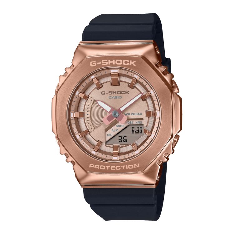 Pink Gold Casio Metal Covered GMS2100PG1A4 Men\'s G-shock | BMFSTK-418