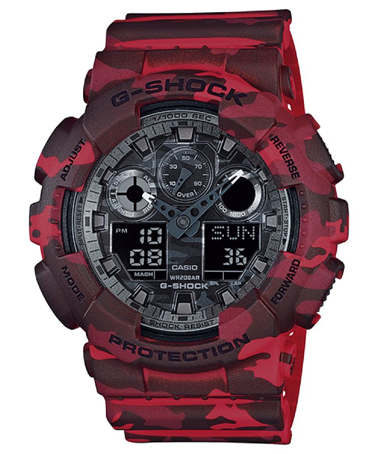 Red Casio ANALOG-DIGITAL GA100CM-4A Men\'s G-shock | UKVXWS-082