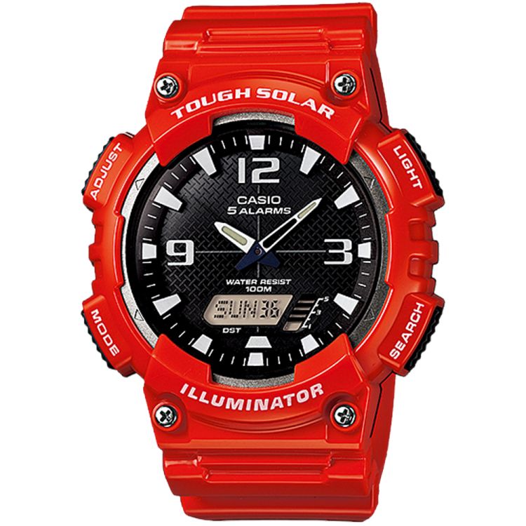 Red Orange Casio Analog-Digital AQS810WC-4AV Men\'s Casio | TJNRAK-438