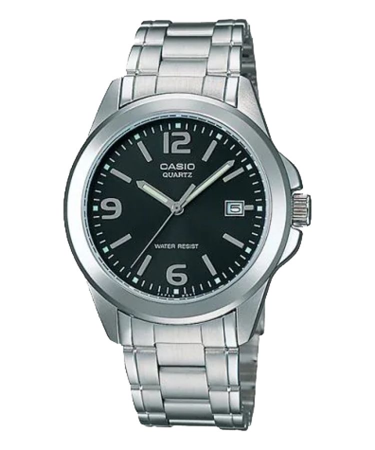 Silver Black Casio And Analog Water Resistant MTP1215A-1A Men\'s Casio | WSPROL-240