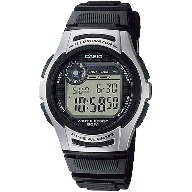 Silver / Black Casio Digital Casual W213-1A Men\'s Casio | RNOTAX-947