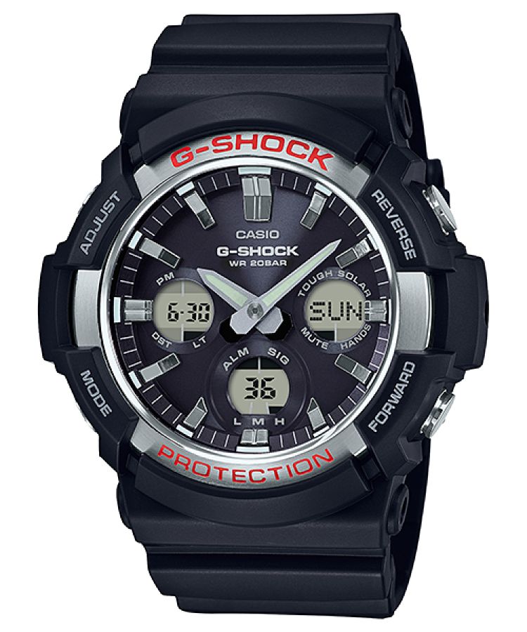 Silver Casio Analog-Digital Tough Solar GAS100-1A Men\'s G-shock | KBNUTA-286