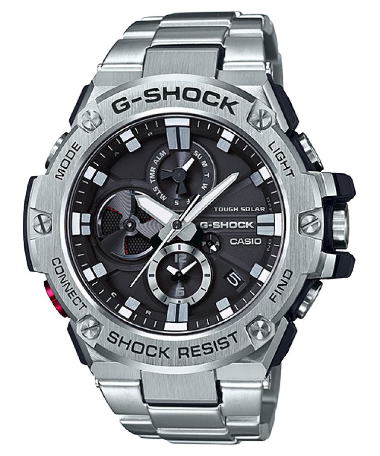 Silver Casio Analog Solar Powered GSTB100D-1A Men\'s G-shock | XKRDTU-340